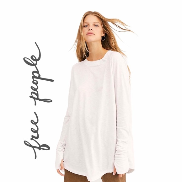 Free People We The Free Arden Tee Long Sleeve in Optic White New with Tags Small - Picture 10 of 14